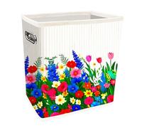 Fozxsvg 4.5 Gallon Bamboo Waste Basket, Collapsible Trash Can, Decorative Garbage Bin for Living Room, Bedroom, Office, Kitchen, Bathroom, Small Laundry Basket