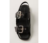 FP Collection Blossom Buckle Sandals by Free People in Black Leather, Size: US 8.5 - female