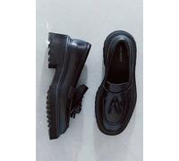 FP Collection Dahlia Brogue Loafers by Free People in Black Leather, Size: US 8 - female