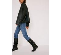 FP Collection Kiki Kitten Heel Boots Shoe by Free People in Black Leather, Size: US 6 - female