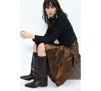 FP Collection Kismet Croc Tall Boots Shoe by Free People in Fig Croc Embossed Leather, Size: US 8 - female