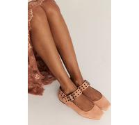 FP Collection Maggie Mary Jane Flats by Free People in Rose Suede, Size: US 10 - female