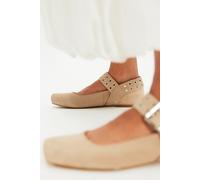FP Collection Maggie Mary Jane Flats by Free People in Sand Suede, Size: US 9 - female