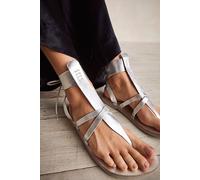 FP Collection Vacation Day Wrap Sandals by Free People in Silver Leather, Size: EU 36 - female