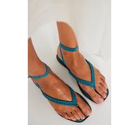 FP Collection Waverly Whipstitch Thong Sandals by Free People in Emerald Tide Suede, Size: US 8 - female