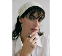 FP x Pamela Love Astra Ring at Free People in Silver Lab Pearl Onyx, Size: 7 - female