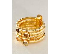 FP x Satya Multi Stone Ring by Satya Jewelry at Free People in Smokey Brown & Gold, Size: US 8 - female