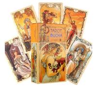 FPAEHRY Tarot Cards Deck Retro Cards Mucha Tarot With Colored Boxes Tarot Cards for Beginners Tarot Cards Set 78 Pcs Classic Tarot Cards Deck Future Telling for Party Family Game Entertainment
