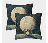 FPAKAKIIE 3D Printed Drum Kit Square Pillowcases Pillow Case Cushion Garden Cushion Super Soft Pack of 2 for Sofa Couch Bed 40x40cm
