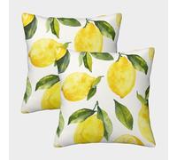 FPAKAKIIE 3D Printed Lemon Square Pillowcases Fruits Square Throw Pillow Garden Cushion Super Soft Pack of 2 for Sofa Couch Bed 40x40cm