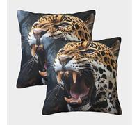 FPAKAKIIE 3D Printed Leopard Throw Pillow Covers Square Throw Pillow Decorative Super Soft Pack of 2 for Home Couch Sofa Decorative, Gifts 50x50cm