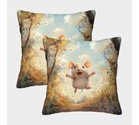 FPAKAKIIE 3D Printed Rat Throw Pillow Covers Square Throw Pillow Decorative Super Soft Pack of 2 for Home Couch Sofa Decorative, Gifts 50x50cm