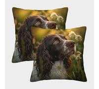 FPAKAKIIE 3D Printed Springer Spaniel Throw Pillow Covers Pillow Case Cushion Decorative Super Soft Pack of 2 Home Decor for Sofa Bedroom 40x40cm