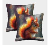 FPAKAKIIE 3D Printed Squirrel Throw Pillow Covers Throw Pillow Case Decorative Super Soft Pack of 2 for Sofa Couch Bed 50x50cm