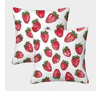 FPAKAKIIE 3D Printed Strawberry Square Pillowcases Fruits Throw Pillow Case Decorative Super Soft Pack of 2 for Sofa Couch Bed 45x45cm