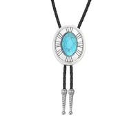 [Fpbiagoq] Boloti Necktie Handmade Vintage Antique Stone Jewelry Pendant Artificial Leather Rope Western Necklace Chain Western Bolo Tie