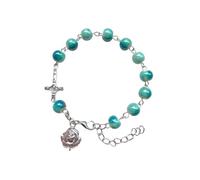 [Fpbiagoq] Ceramic Rosary Prayer Beads Bracelet Simple Sweet Cools Pendant Color Chain Jewelry Cross Chain, Free Size