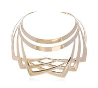[Fpbiagoq] Choker Collar Necklace Luxury Metallic Choker Edge Jewelry Idol Costume Modern Idol Dancer Statement Necklace