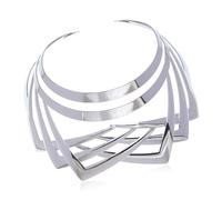[Fpbiagoq] Choker Collar Necklace Luxury Metallic Choker Edge Jewelry Idol Costume Modern Idol Dancer Statement Necklace