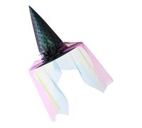 [Fpbiagoq] Cool Witch Hat Man Teenager Halloween Party Veil Causer Wizard Cosplay Adult Witch Hat with Veil Flower Lace for Women