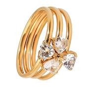 Fpbiagoq Dainty Stacking Bands Featuring Heart and Four Clovers, Daily Wear for Her Romance Love and Luck Inspired Stacking Rings
