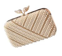 [Fpbiagoq] Elegant Faux Pearl Evening Bag Lightweight Polyester Party Handbag for Prom Events Spacious Interior Shoulder Faux Pearl Evening for Women, beige, (champagne)