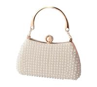 [Fpbiagoq] Fashion Evening Bag Crossbody Bag Faux Pearl and Decorative Shoulder Wallet for Elegant Dinner and Special Event Prom Event Handbag, white