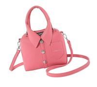 [Fpbiagoq] Fashion PU Leather Shirt Shape Top Handle Women Adjustable Strap Zipper Solid Color Shoulder Bag Top Handle Zipper Handbag, a
