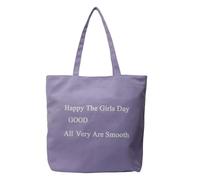 [Fpbiagoq] Fashionable Canvas Shoulder Bag for Women with Printed Letters Large Handbag Purse for Shopping or Everyday, a