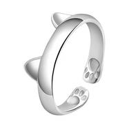 [Fpbiagoq] Fashionable Ear Paw Ring Adjustable Cartoon Little Kitten Finger Trendy Gift Theme Elegant Lady Trendy Gift