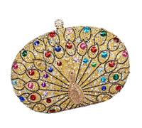 [Fpbiagoq] Fashionable Peacock Evening Purse Rhinestone Rhinestone Shoulder Bag Handbag Suitable for Ceremony and Glass Bridal Wedding Handbag for Women, gold
