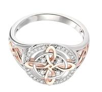 Fpbiagoq Geometric Shaped Copper Rings with Double Hues Zircon for Comfortable All Day Wear in Sizes 6 to 10 Two-Color Zircon Geometric Rings