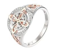 Fpbiagoq Geometric Shaped Copper Rings with Double Hues Zircon for Comfortable All Day Wear in Sizes 6 to 10 Two-Color Zircon Geometric Rings