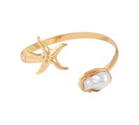 [Fpbiagoq] Gold Color Iron Starfish Cuff Punk Geometric Design Adjustable Arm Jewelry Unstructured Sea Star Shape for Women, フリーサイズ