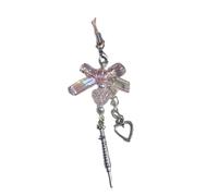 [Fpbiagoq] Heart Cross Bead Hanging Pendant Sweet Phone Strap Bag Decorative Portable Hanging Lanyard for Girls Women Phone Pendant Strap Lanyard Cartoon Charm Chain Bow Knot, フリーサイズ