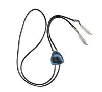 [Fpbiagoq] Men's Women's Boloti Western Vintage Triangle Stone Feather Pendant Shirt Collar Jewelry PU Leather Rope Neck Pendant Bolo Tie