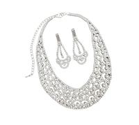 Fpbiagoq Modern Minimalist Geometric Dangle Earrings and Delicate Choker Necklace Jewelry Combo Collaarbone Chain for Ladies Geometric Diamonds Hollow Earrings and Necklace