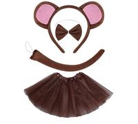 [Fpbiagoq] Monkey Tail Costume Monkey Ear Headband Glove Skirt and Bowtie Halloween Costume Kid Boy Girl Halloween Birthday Party