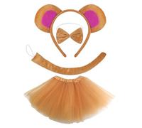 [Fpbiagoq] Monkey Tail Costume Monkey Ear Headband Glove Skirt and Bowtie Halloween Costume Kid Boy Girl Halloween Birthday Party