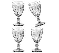 Fpbiagoq of 4 Drinking Glasses with Embossed Pattern Elegant Colored Wine Goblets Glass Champagne Drinkwares for Weddings Dishwasher Safe Glasses
