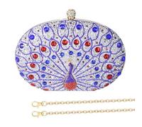 [Fpbiagoq] Peacock Rhinestone Elegant Evening Purse Design Handbag Shoulder Wallet for Wedding Party, blue (pale)