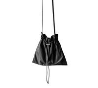 [Fpbiagoq] Pleated Crossbody Bag Fashion Shoulder Bag Solid Color Trend Bag Bursting Design Drawstring Nylon Large Capacity Handbag for Girls, Black