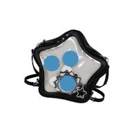 [Fpbiagoq] PU Leather Ita Bag Backpack Crossbody Bag Lovely Pin Display Bag Star Shape Ita Bag Shoulder Bag Satchel Lady Tita Bag Crossbody Shoulder Bag, Black