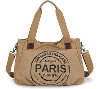 [Fpbiagoq] School and Casual Commute Unisex Large Crossbody Shoulder Handbag Multipurpose Canvas Book Bag with Enough Storage with Stylish Shoulder Bag, Khaki