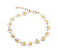 Fpbiagoq Small Earrings Painted Flower Short Sunflower Necklace Neck Chain Simple Jewelry Sunflower Choker, 白, As described, No Gemstone