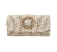 [Fpbiagoq] Straw Clutch Handbag Evening Clutch Purse Straw Shoulder Crossbody Bag Summers Beach Bag Straw Clutch Purse for Women, white