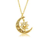 [Fpbiagoq] Sun and Moon Neck Chain Decoration Fashionable Sun and Moon Pendant Necklace Separate Neck Chain Accessories Acceptable lecklace, 金, As described, No Gemstone