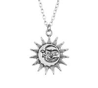 [Fpbiagoq] Sun and Moon Neck Chain Decoration Fashionable Sun and Moon Pendant Necklace Separate Neck Chain Accessories Acceptable lecklace, 銀, As described, No Gemstone