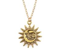 [Fpbiagoq] Sun and Moon Neck Chain Decoration Fashionable Sun and Moon Pendant Necklace Separate Neck Chain Accessories Acceptable lecklace, 金, As described, No Gemstone