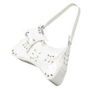 [Fpbiagoq] Trendy PU Leather Arm Pit Bag Women 90S Style Underarm Shoulder Crossbody Park Punk Handbag Travel and Work Armpit Bag, white